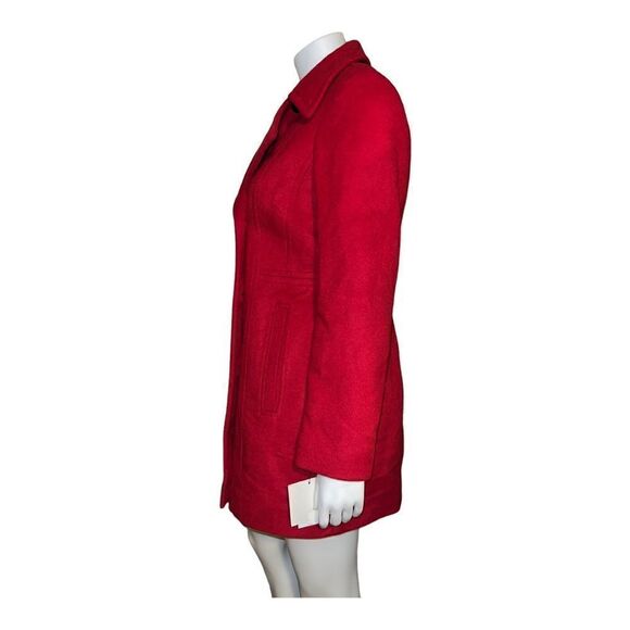 Anne Klein Womens Double-Breasted Peacoat Wool Blend Lychee Red Small NWT - Picture 4 of 9